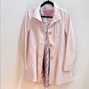 Vintage Betsey Johnson Pink Rose Button Fit & Flare Trench Coat - XS